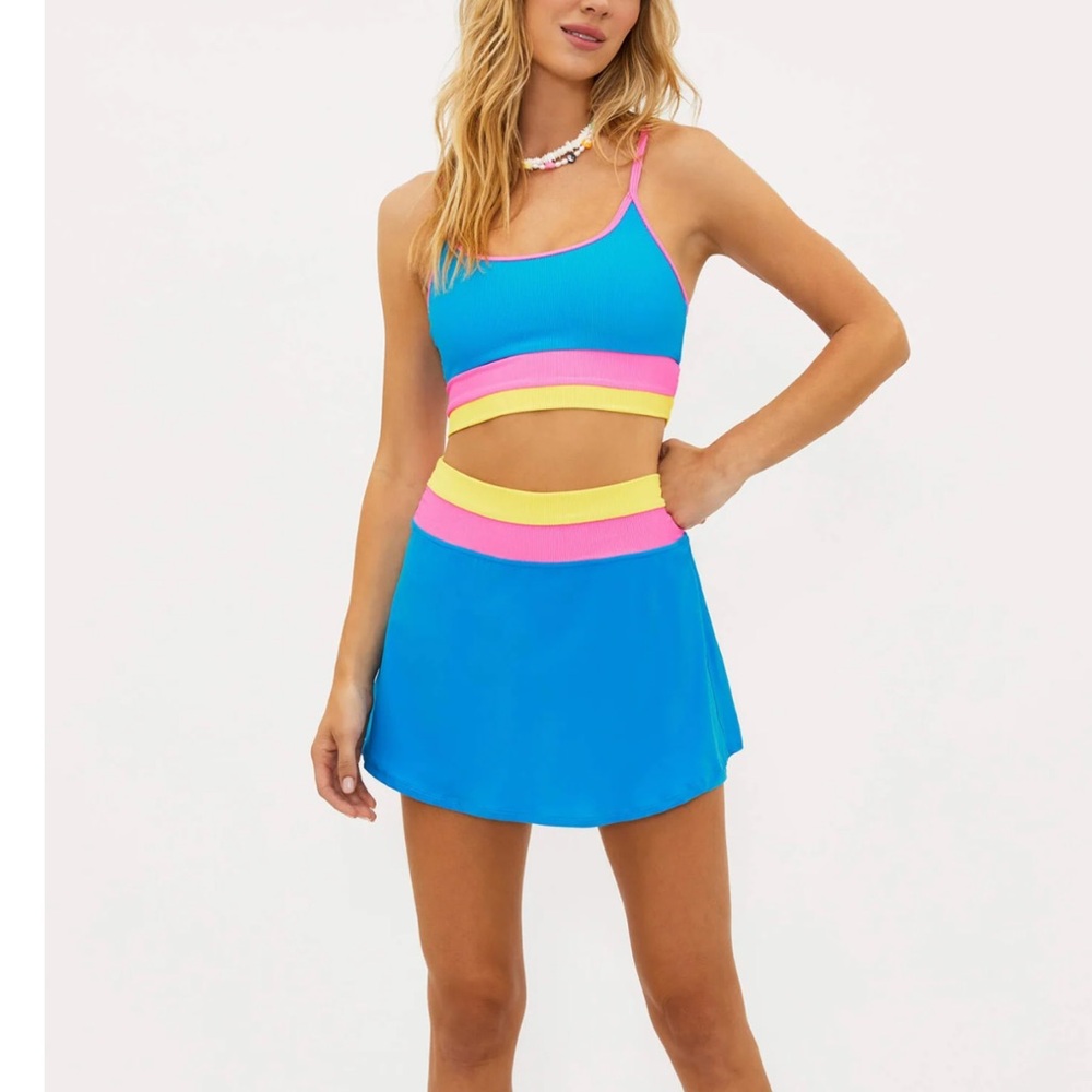 🌈Beach Riot Coast Skirt & Top Coral Reef Colorblock Workout Set🌈